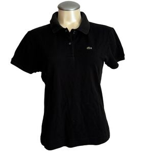 Lacoste Black Polo Short Sleeve Collared Golf Shirt 2 Buttons Size 44